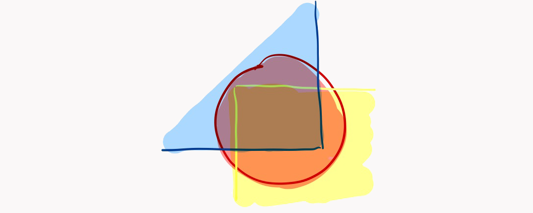 Abstract illustration of a blob framed by two picture frames