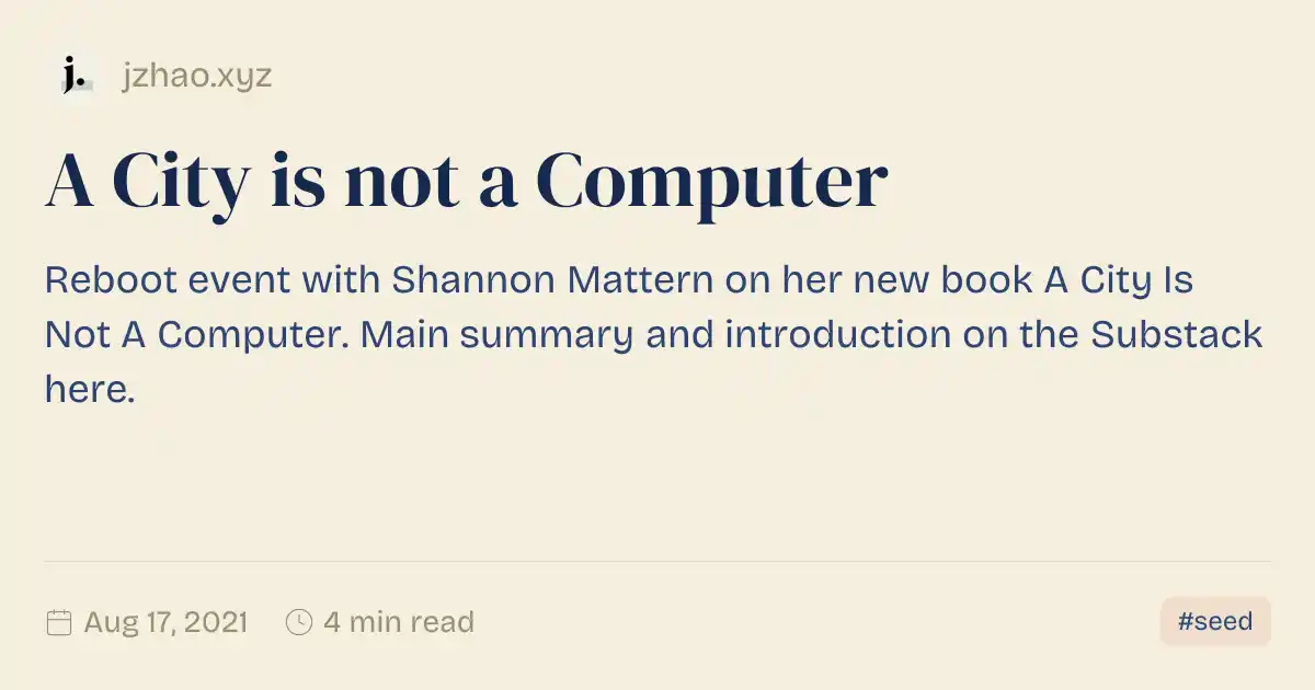 A City is not a Computer