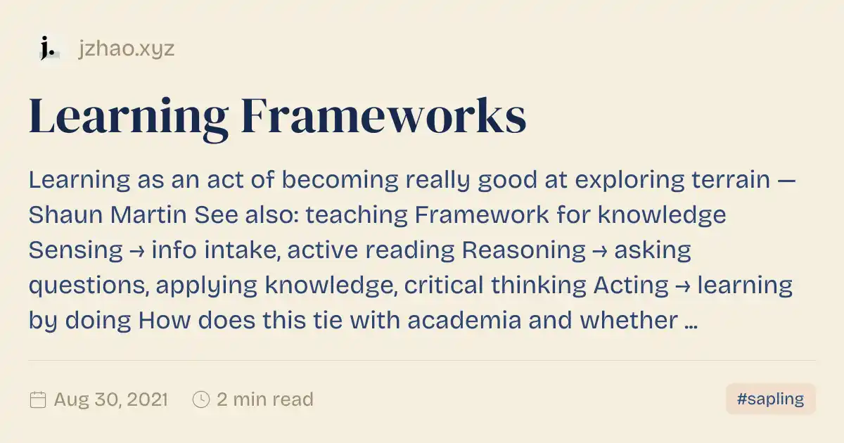 Eapling Learning Learning Frameworks
